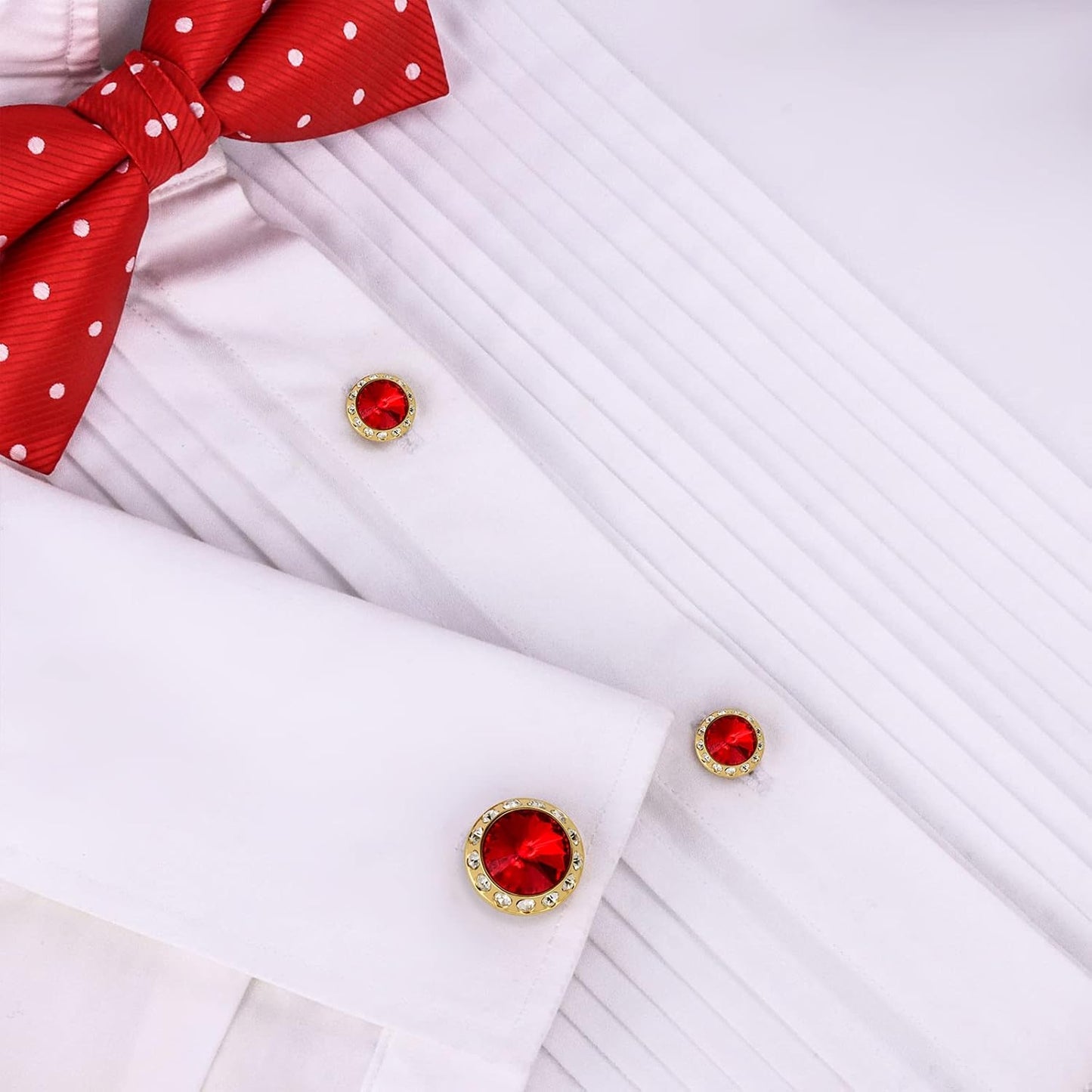 HAWSON Birthstone Tuxedo Studs and Cufflinks Set for Men's Suit Tuxedo Formal Dress Shirt Wedding Business Party Accessories