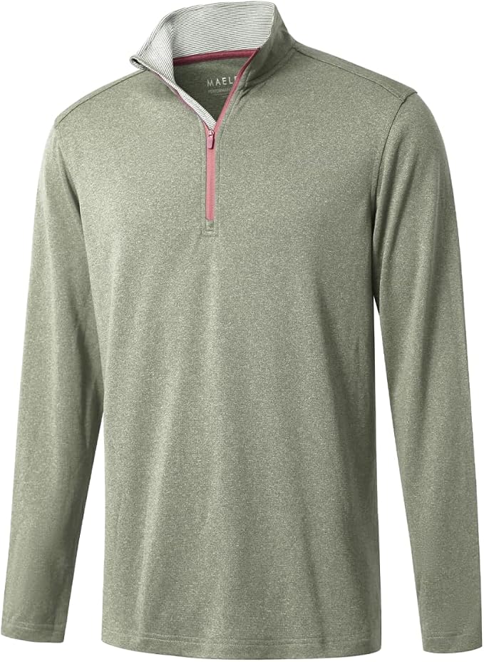 M MAELREG Quarter Zip Golf Pullover Men Dry Fit Long Sleeve Performance Wicking by MAELREG