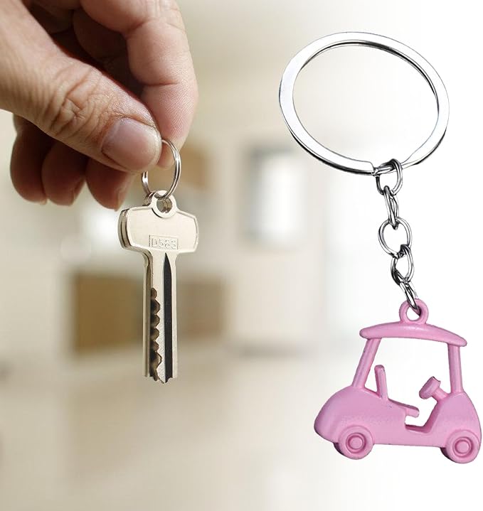 Pack Of 2 Zincs Alloy Realistic Golf Cart Keychains Golf Themed Holder - Image 8