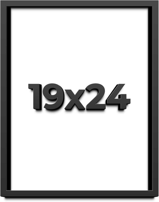 19x24 Shadow Box Black Solid Wood Display Frame with White Acid-Free Backing UV Acrylic & Hanging Hardware - with 3/4" Usable Depth