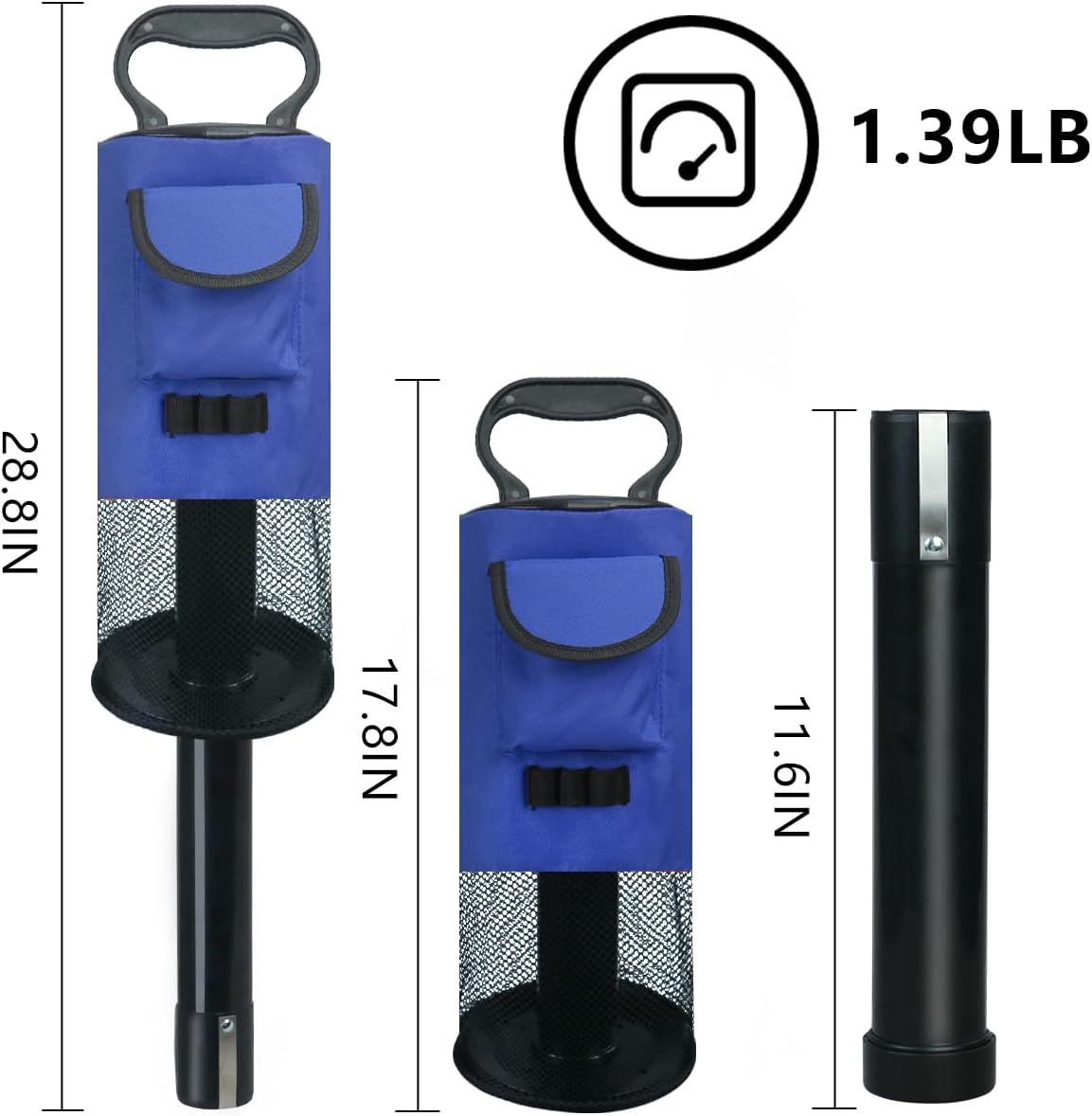 HOW TRUE Golf Ball Retriever, Portable Shag Bag Golf Ball Pick Up with Removable Plastic Tube, Pocket Shagger Storage