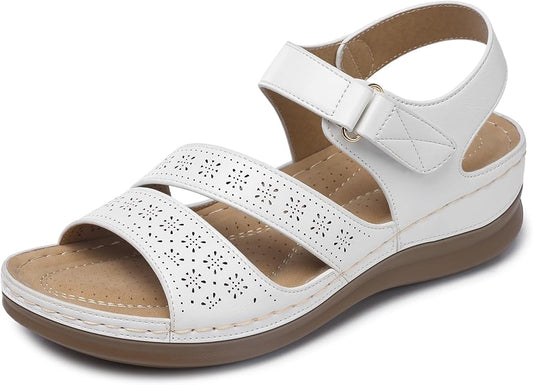 SHIBEVER Women's Wedge Sandals Platform: Comfortable Dressy Arch Support Ankle by SHIBEVER