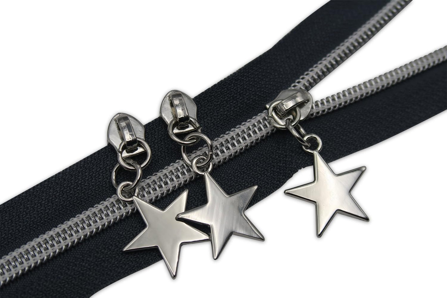 HOLSHUN #5 Zipper Sliders Zipper Pull 30pcs Bulk Heavy Duty Metal Silver Pulls for #5 Nylon Coil Zippers Replacement Luxury Bag Hardware Luggage & DIY Craft Supplies Star