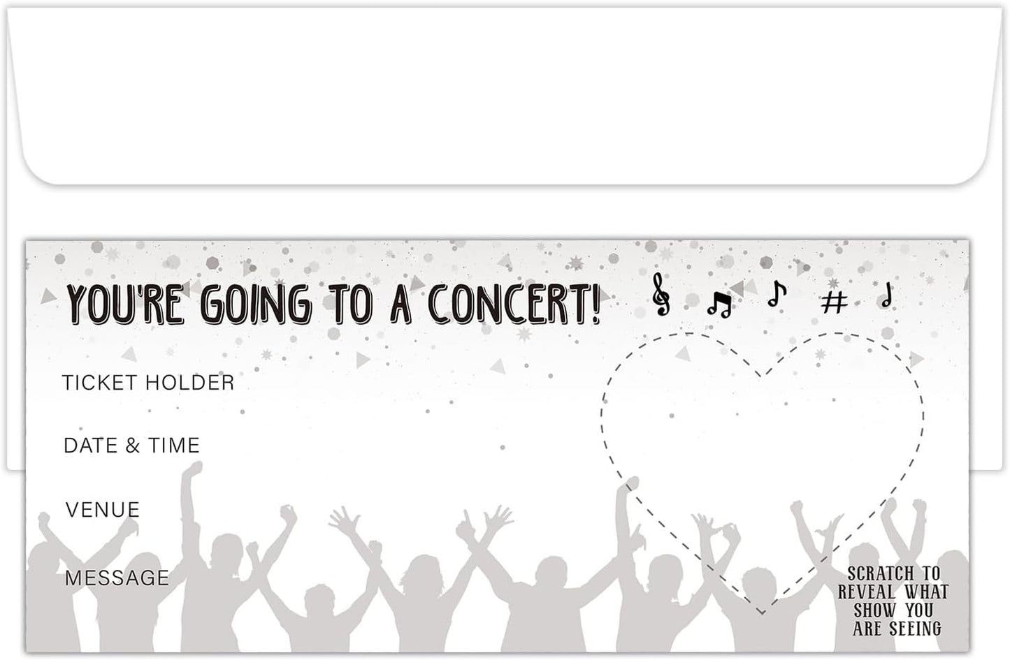 2 Set Concert Ticket, DIY Scratch Off Cards with Envelope for Vacation Birthday Wedding, Surprise Music Festival Reveal Gifts for Couples Family Friends -006B