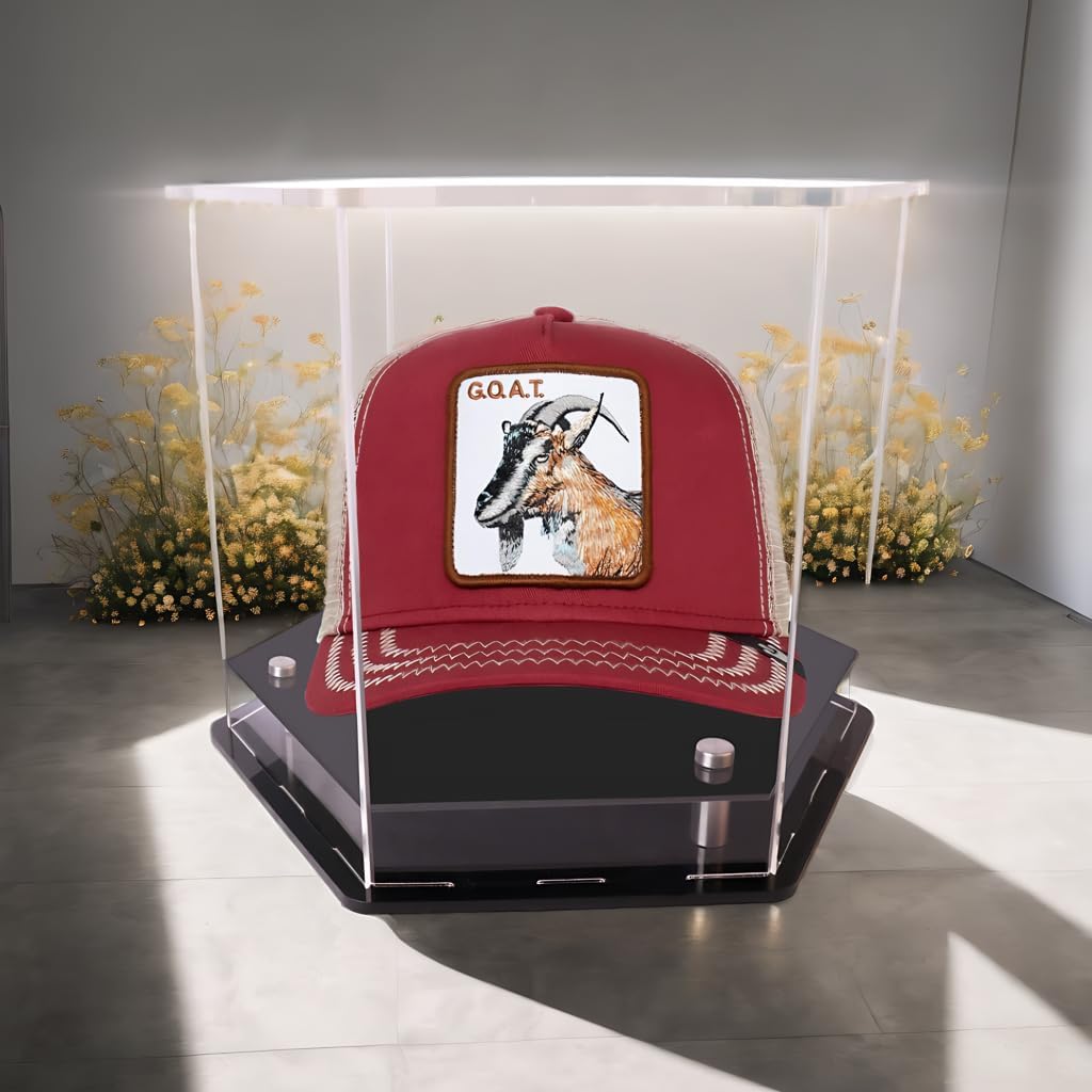Hat Display Case,Baseball Cap hat Box,Hexagons Clear Acrylic Display Case Baseball or Snapback Caps/Cap of Any Mini (10 inx 8.7 in x 7.9 in)