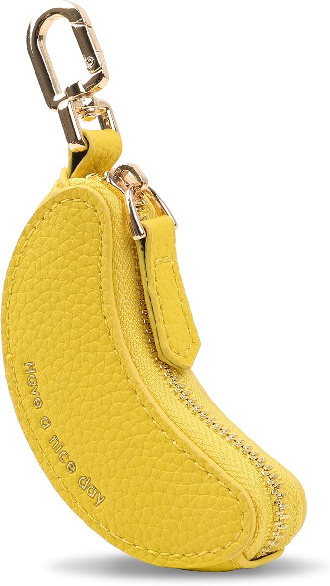 XSUIOY Orange Fruit Coin Purse Keychain Bag Charm, Mini Leather Coin Purse & by XSUIOY
