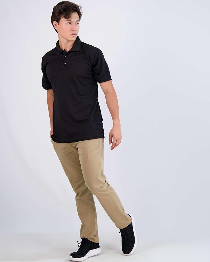 Real Essentials 3 Pack: Men's Quick-Dry Short Sleeve Athletic Performance Polo - Image 5