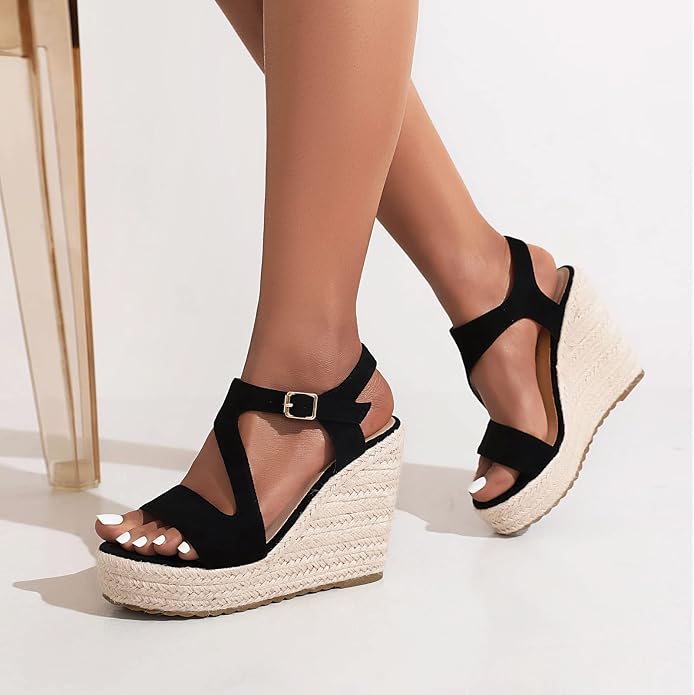 Women's Wedge Sandals, Espadrille Platform Summer Sandals, Wedge Ankle Strap - Image 2
