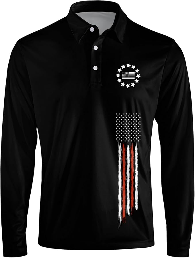 Men's Long Sleeve Golf Shirt Quick Dry 3 Button Work Fishing Outdoor Casual by SQPO
