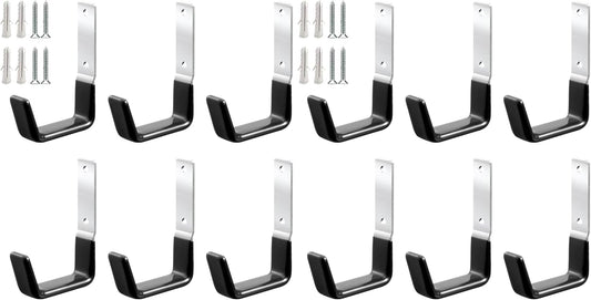 Heavy Duty Steel Garage Hooks,Garage Storage Utility Hooks,Anti-Slip Hanger, Tool Organizer,Steel Wall Mount Organizer, Garden Hose Hanger (Small-6PC) (Pack of 2)