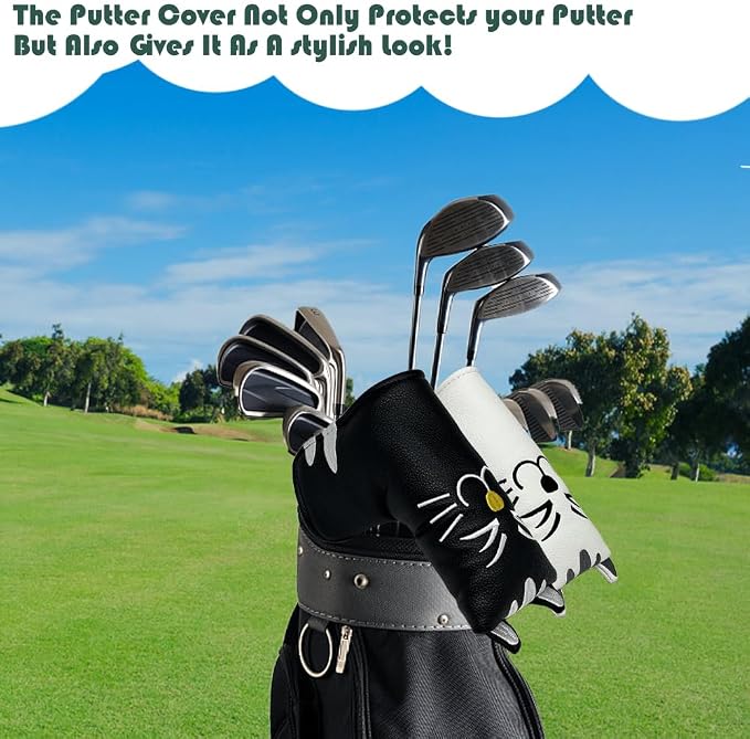 Golf Kitty Head Cover Golf Club White Leather Headcovers 1pc/4pcs Set Fits - Image 4