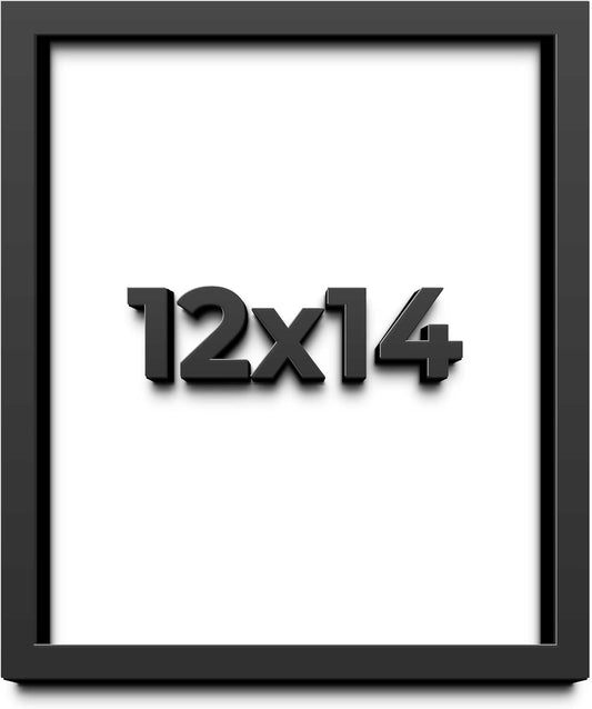 12x14 Shadow Box Black Solid Wood Display Frame with White Acid-Free Backing UV Acrylic & Hanging Hardware - with 3/4" Usable Depth