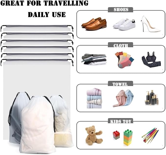 12pcs Transparent Shoe Bags for Travel 11.8in X 15.7in Protable Clear shoe bags - Image 4