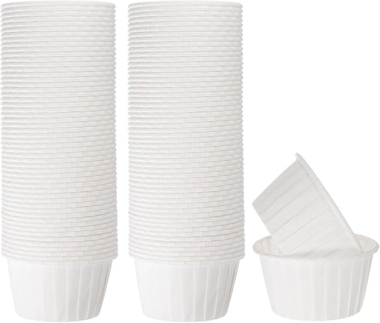 HARFINGTON 100Pcs Cupcake Baking Cups 3.5oz Standard Size Paper Cupcake Liners Greaseproof Wrappers Disposable for Wedding Birthdays Christmas Dessert, White