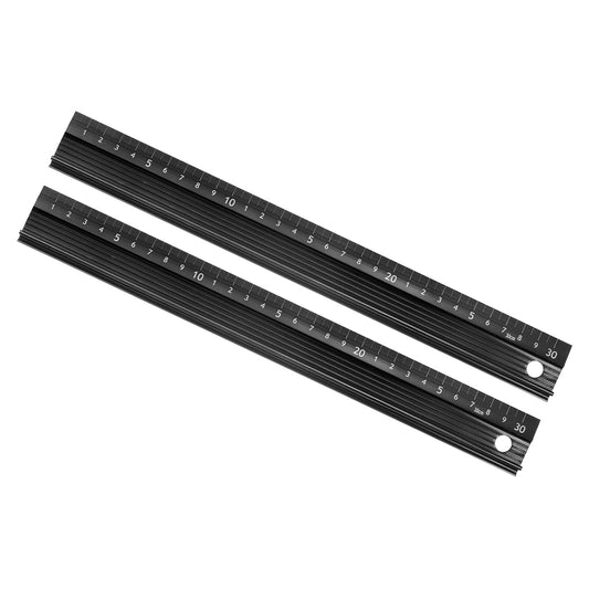 2pcs Raised Grip Metal Ruler - [30cm] Aluminum Alloy Precise Measurement Cutting Straight Protective Ruler Ruler Black for Office Measure Cut Drawing Use, 1mm Precision