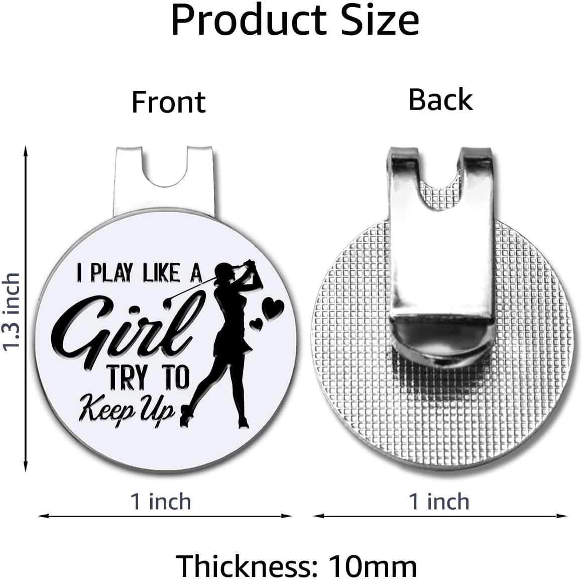 Hafhue I Play Like A Girl Try to Keep Up Golf Ball Marker with Magnetic Hat Clip, Funny Golf Accessories and Golf Gifts for Women Her Wife Daughter, Birthday for Golfer Golf Lovers