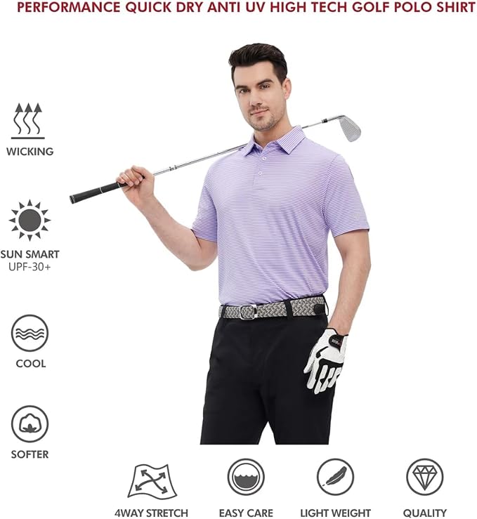 Golf Shirts for Men Dry Fit Short Sleeve Print Performance Moisture Wicking - Image 5