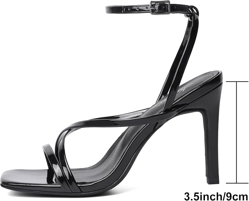 Mostrin Strappy Heels for Women Square Open Toe Lace Up Heeled Sandals Ankle - Image 2