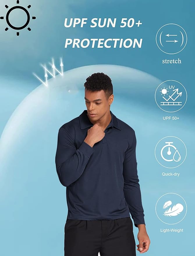Deyeek Men's Polo Shirts Long Sleeve Golf Polo Shirts - Image 4