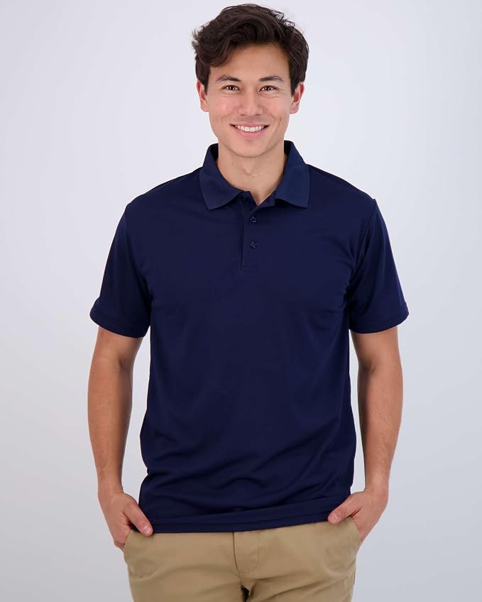 Real Essentials 3 Pack: Men's Quick-Dry Short Sleeve Athletic Performance Polo - Image 2