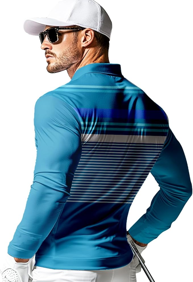 Men's Long Sleeve Golf Shirt Quick Dry 3 Button Work Fishing Outdoor Casual - Image 2