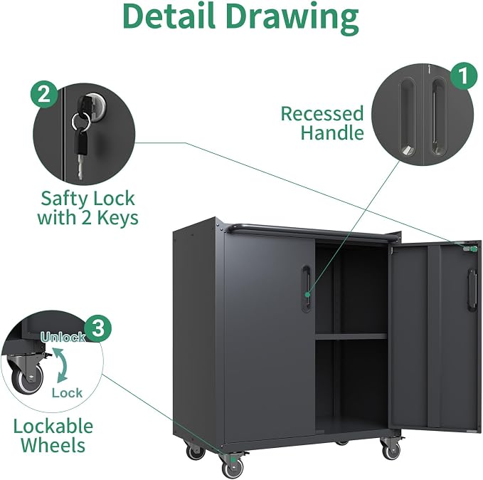 Metal Tool Cabinet, Garage Storage Cabinet System, Wall Cabinet & Locking - Image 6