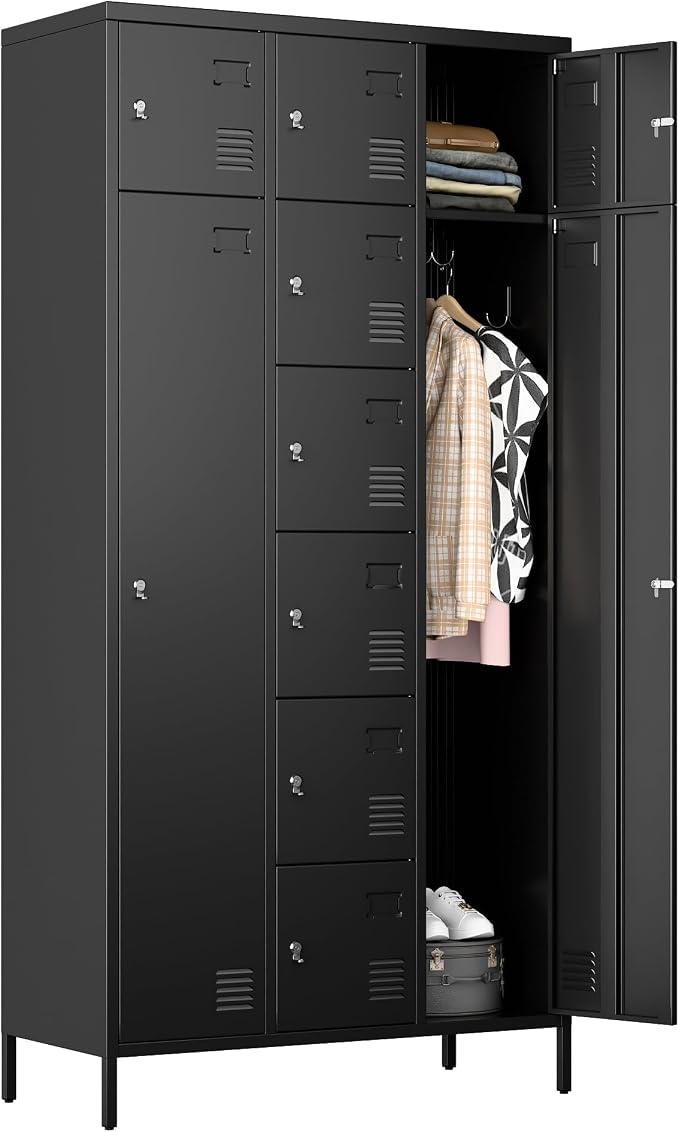 METAN Metal Locker for School Office Gym Bedroom, 10 Doors Steel Storage Locker by METAN