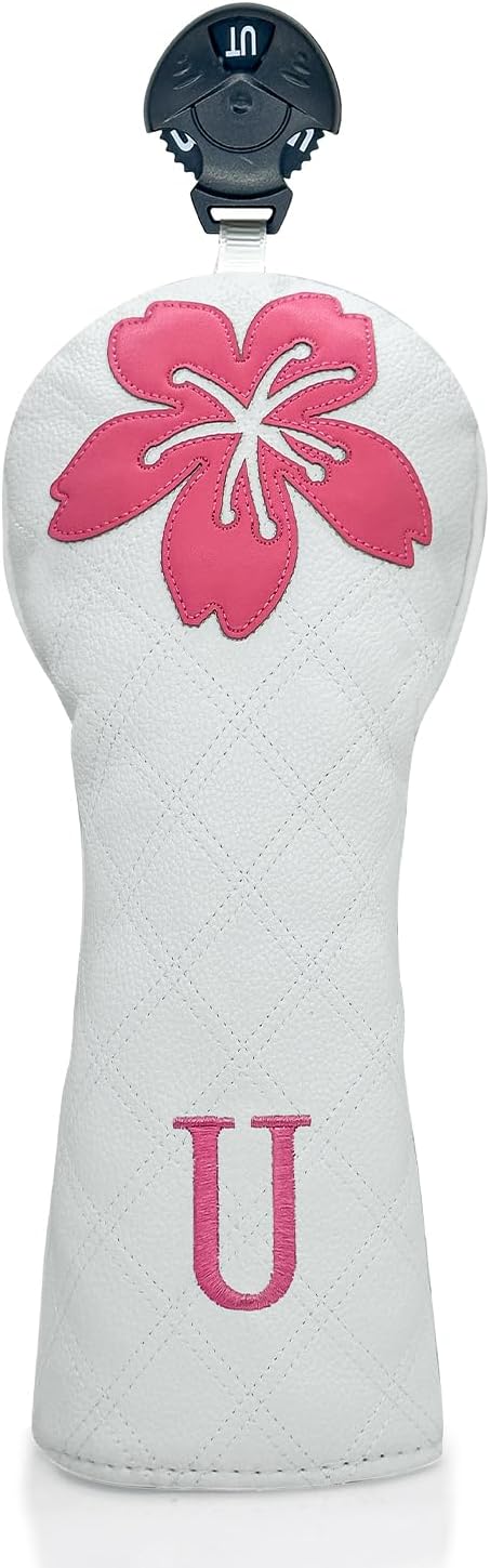 Grid Cherry Blossom Design Golf Covers PU Headcovers Set Fits Driver Fairway by Unknown