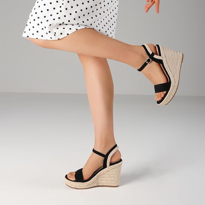 mikarka Women's Espadrille Wedge Sandals: Ankle Strap Platform Open Toe Wedges - Image 5