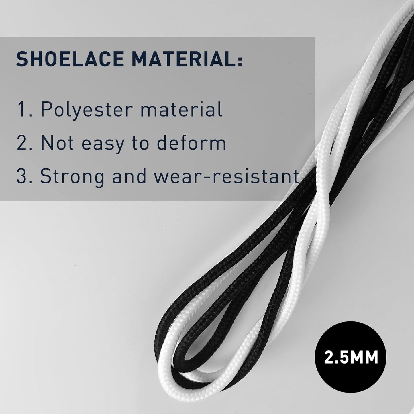 2 Pairs Polyester Golf Shoelaces for FootJoy Shoes, 3/32‘’(2.5mm) Thin Dress Oxford Shoe Laces Replacement Strings