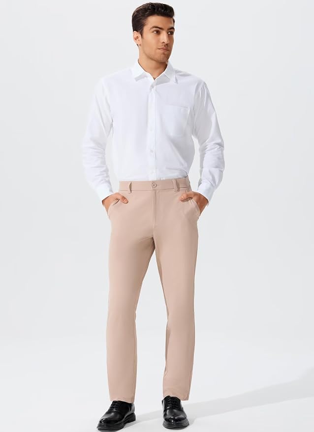 QPNGRP Men's Golf Pants 30"/32"/34" Inseam Lightweight Stretch Work Dress Pants - Image 3
