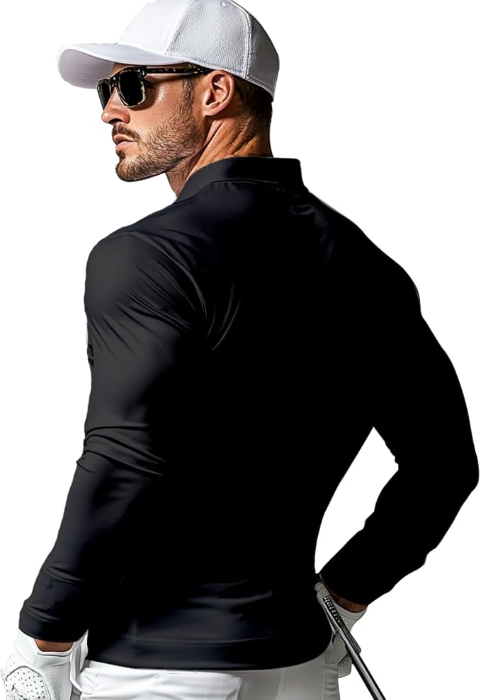 Men's Long Sleeve Golf Shirt Quick Dry 3 Button Work Fishing Outdoor Casual - Image 4