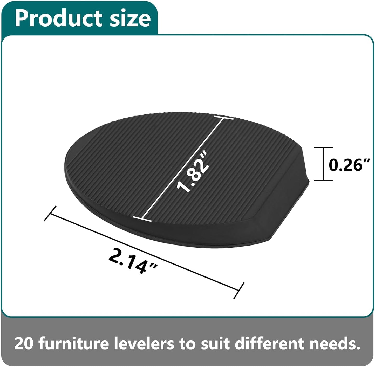 Jayen Rubber Shims 20 Pack – Non-Slip Furniture Levelers & Stackable Wedges for Tables, Toilets, Appliances & More – DIY Home Improvement, Black