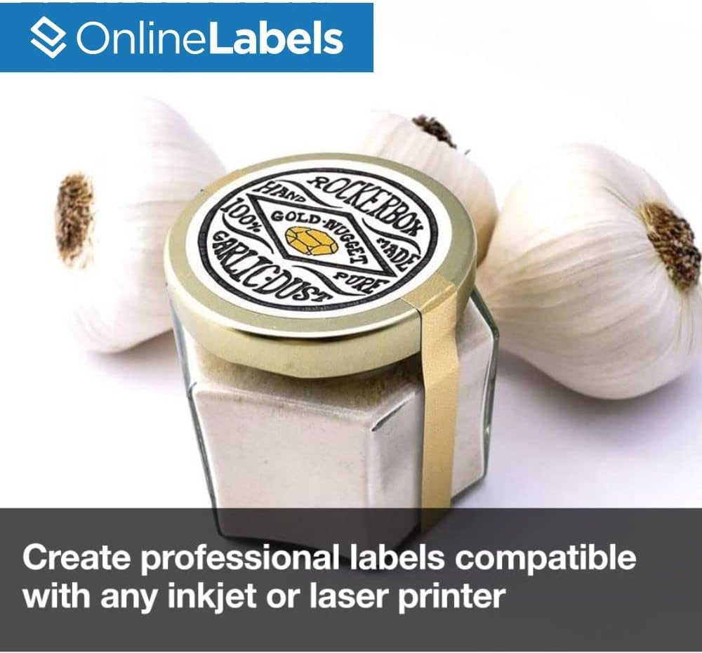 2 Inch Round Labels - Permanent, White Matte - Candle, Lid, Product, Favor Labels - Pack of 200 Circle Stickers, 10 Sheets - Inkjet/Laser Printers - Online Labels