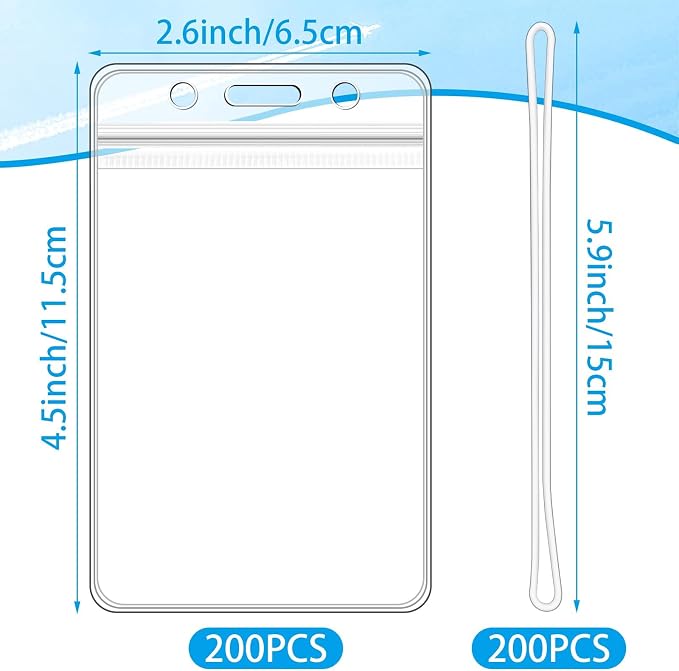 200-Piece Set of Clear Plastic Luggage and Badge Tag Holders, Perfect Office - Image 2