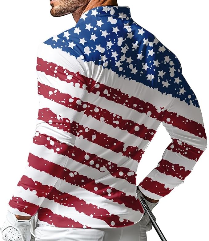 Men's Long Sleeve Golf Shirt Quick Dry 3 Button Work Fishing Outdoor Casual - Image 2
