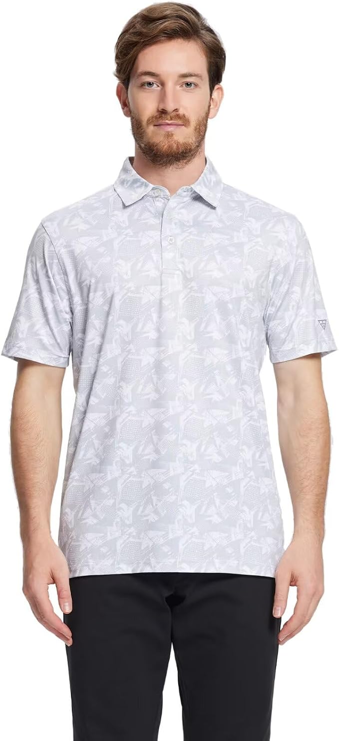 Golf Shirts for Men Dry Fit Short Sleeve Print Performance Moisture Wicking - Image 2
