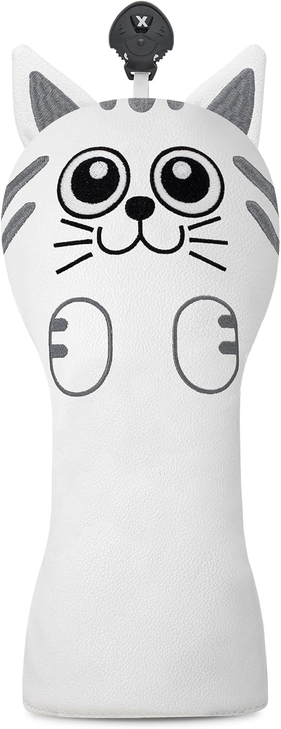Golf Kitty Head Cover Golf Club White Leather Headcovers 1pc/4pcs Set Fits - Image 3