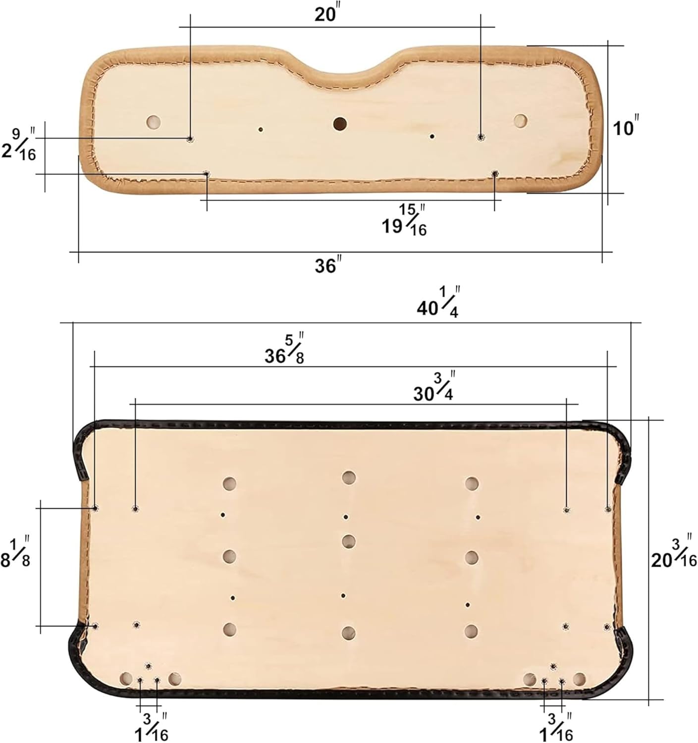 Huskey Parts Company Golf Cart Seat Cushion Set for EZGO Medalist, TXT 1994-2013, Black Color, Front Seat Lean Back & Bottom Replacement with Mounting Hardware & Hinges
