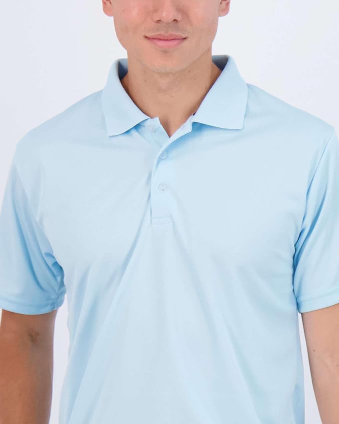Real Essentials 3 Pack: Men's Quick-Dry Short Sleeve Athletic Performance Polo - Image 3