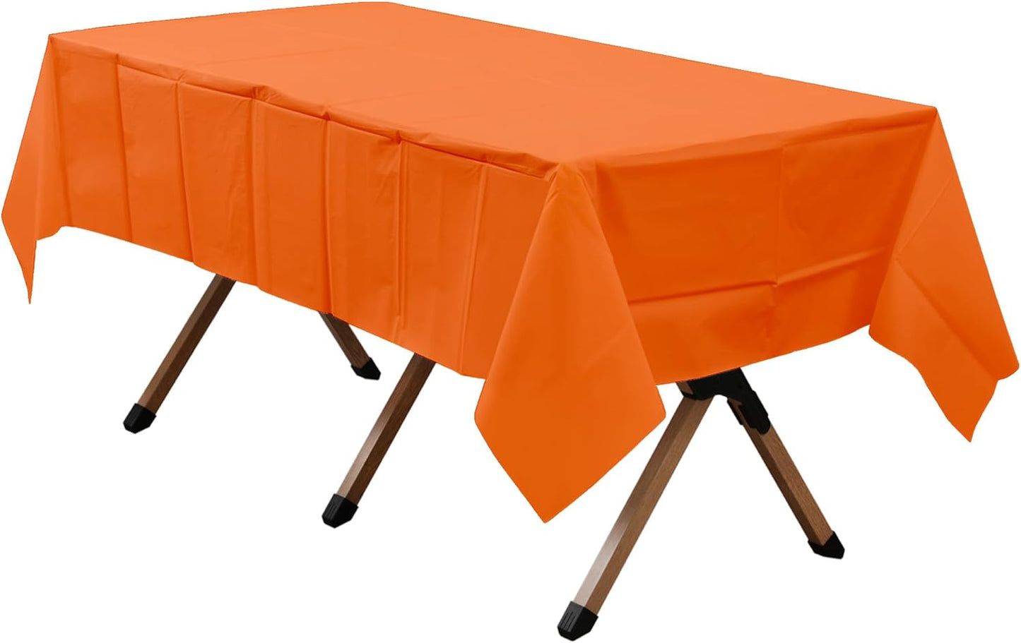 2 Pack Orange Premium Plastic Tablecloth Rectangle 54 x 108 Inches Reusable Burnt Pumpkin Orange Decorative Table Cover for Dining, Wedding, Party, Indoor and Outdoor use
