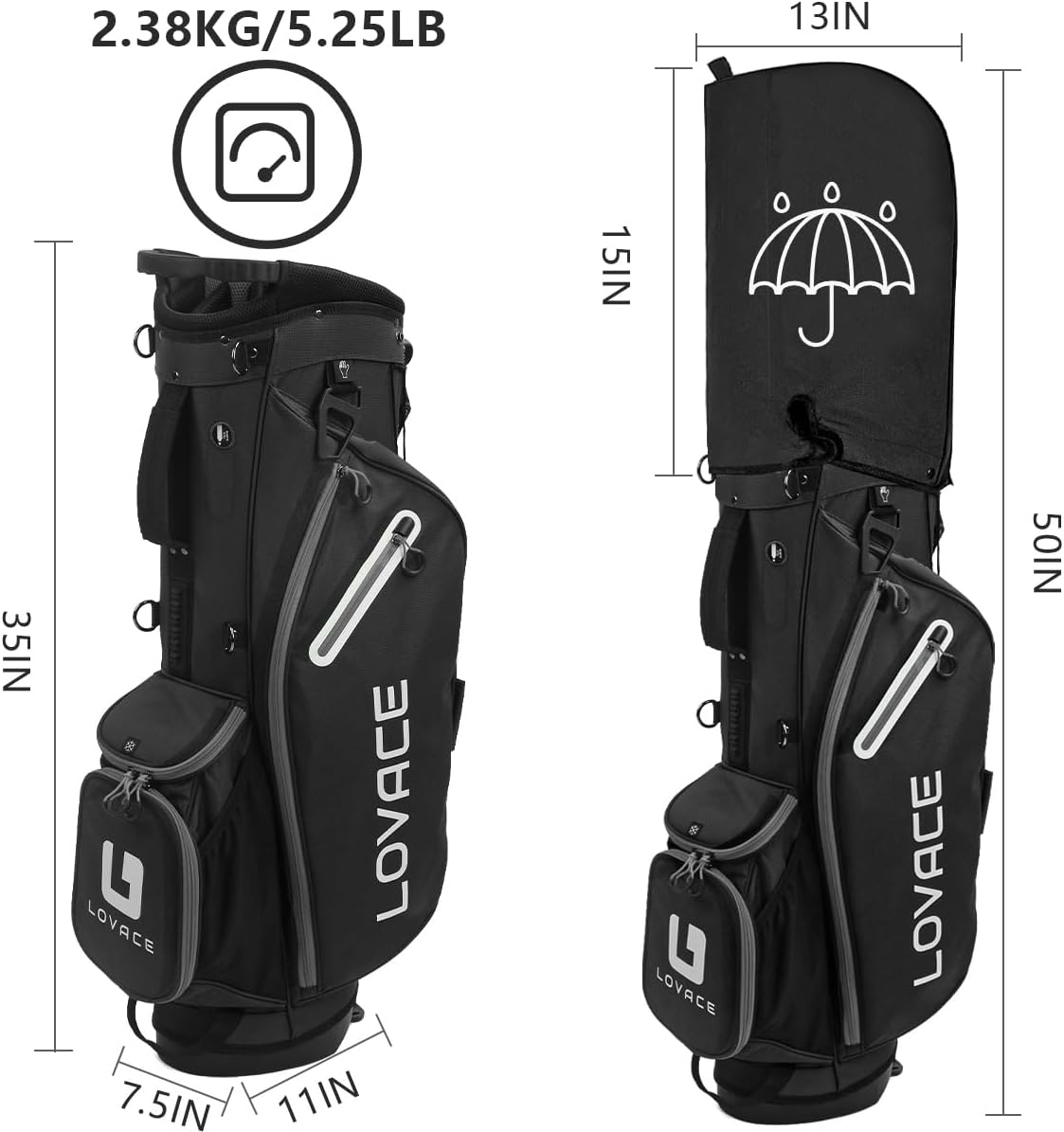 14-Way Golf Stand Bag, Lightweight Golf Bag with Stand for Men and Women