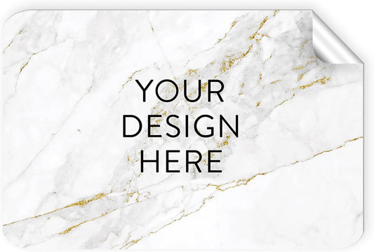 100 Custom Vinyl Stickers - Upload Your own Image, Text, Design, Logo - Personalized Logo Labels for Handmade, Packaging, Bottle, Jars, Candle, Brand Stickers (Gold Marble, 5x3)