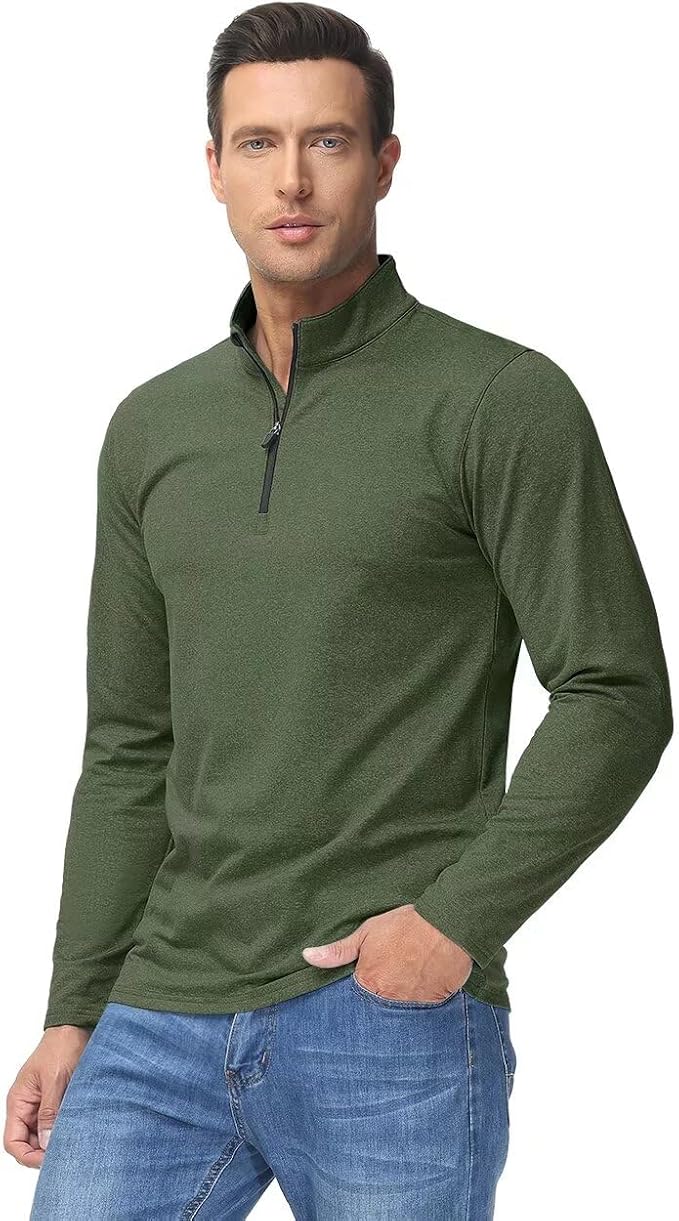 Boladeci Men's Quarter Zip Pullover Premium Fleece Lined Heather Long Sleeve - Image 2