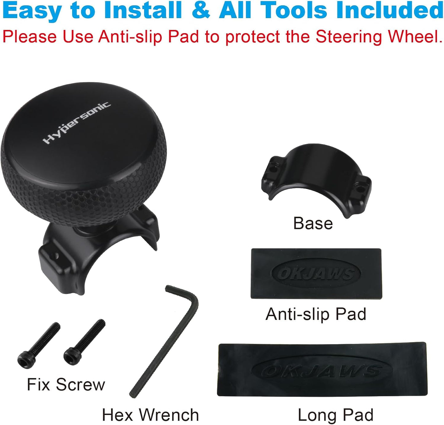 Hypersonic Steering Wheel Knob - Durable Black Suicide Knob Large Steering Wheel Ball Bearings, Making Steering Effortless and Smooth