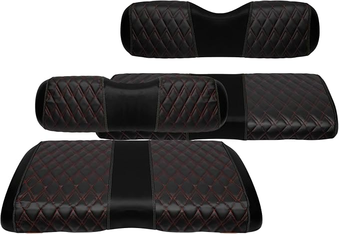 4PCS Golf Cart Diamond Seat Covers Kit, Fits EZGO RXV 2008+ Golf Cart Vinyl by SHUNCHENXIANG