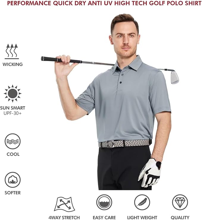 Mens Polo Shirts Short and Long Sleeve Casual Solid Stylish Dry Fit Performance - Image 5