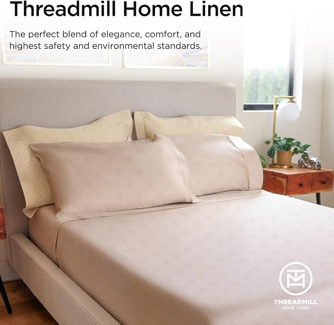 Threadmill Twin Sheets for Twin Mattress | 800 Thread Count Jacquard Celine - Image 7