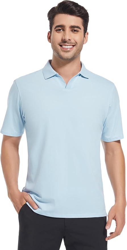 Esabel.C Jacquard Golf Shirts for Men Moisture Wicking Short Sleeve Performance - Image 2