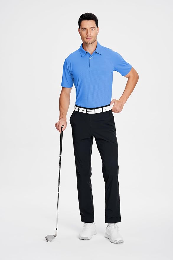 Esabel.C Jacquard Golf Shirts for Men Moisture Wicking Short Sleeve Performance - Image 5